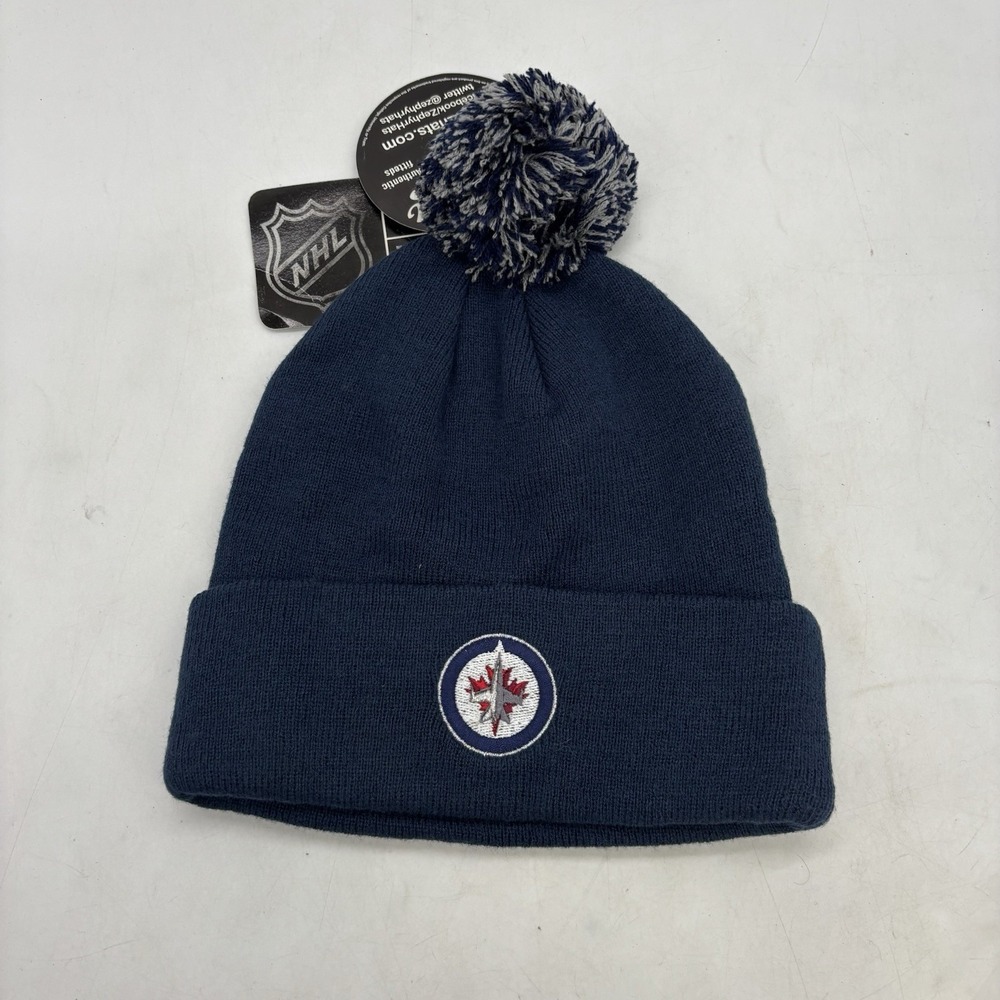 Winnipeg Jets Beanie Hat Navy Blue Knit Cuffed Winter Cap OSFA Zephyr NEW